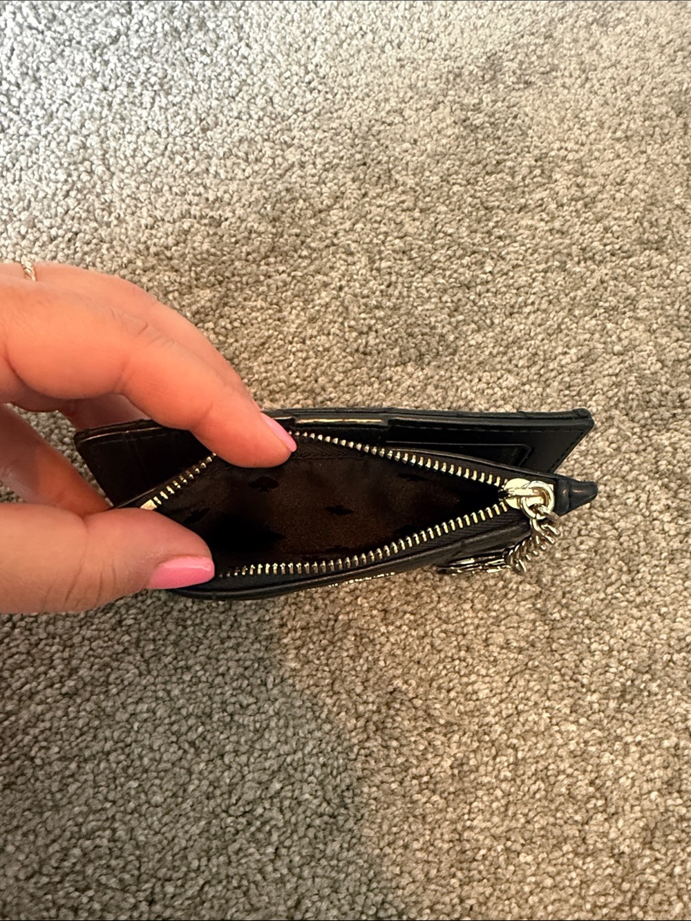 kate spade Black Quilted Leather Key & Card Holder with Keyring - Picture 4 of 4